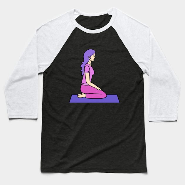 Vajrasana yoga Baseball T-Shirt by Andrew Hau